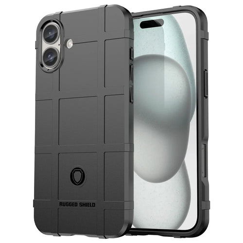 For iPhone 16 Plus Case Soft TPU Phone Cover Square Grid Texture Anti-Slip - Black - 1
