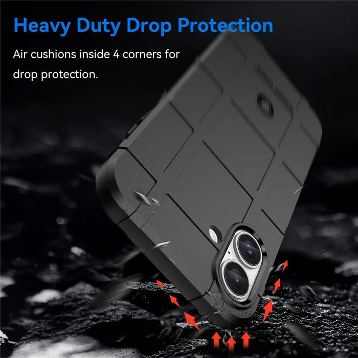 For iPhone 16 Plus Case Soft TPU Phone Cover Square Grid Texture Anti-Slip - Black - 5