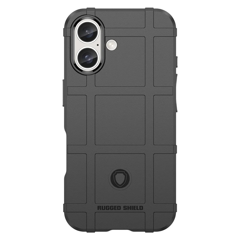 For iPhone 16 Case Square Grid Texture Soft TPU Protective Phone Cover - Black - 2