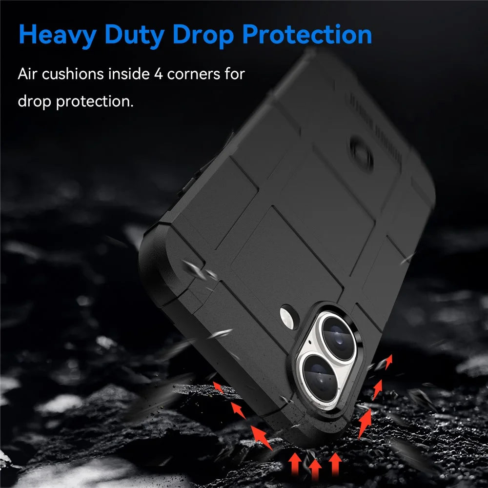 For iPhone 16 Case Square Grid Texture Soft TPU Protective Phone Cover - Black - 5