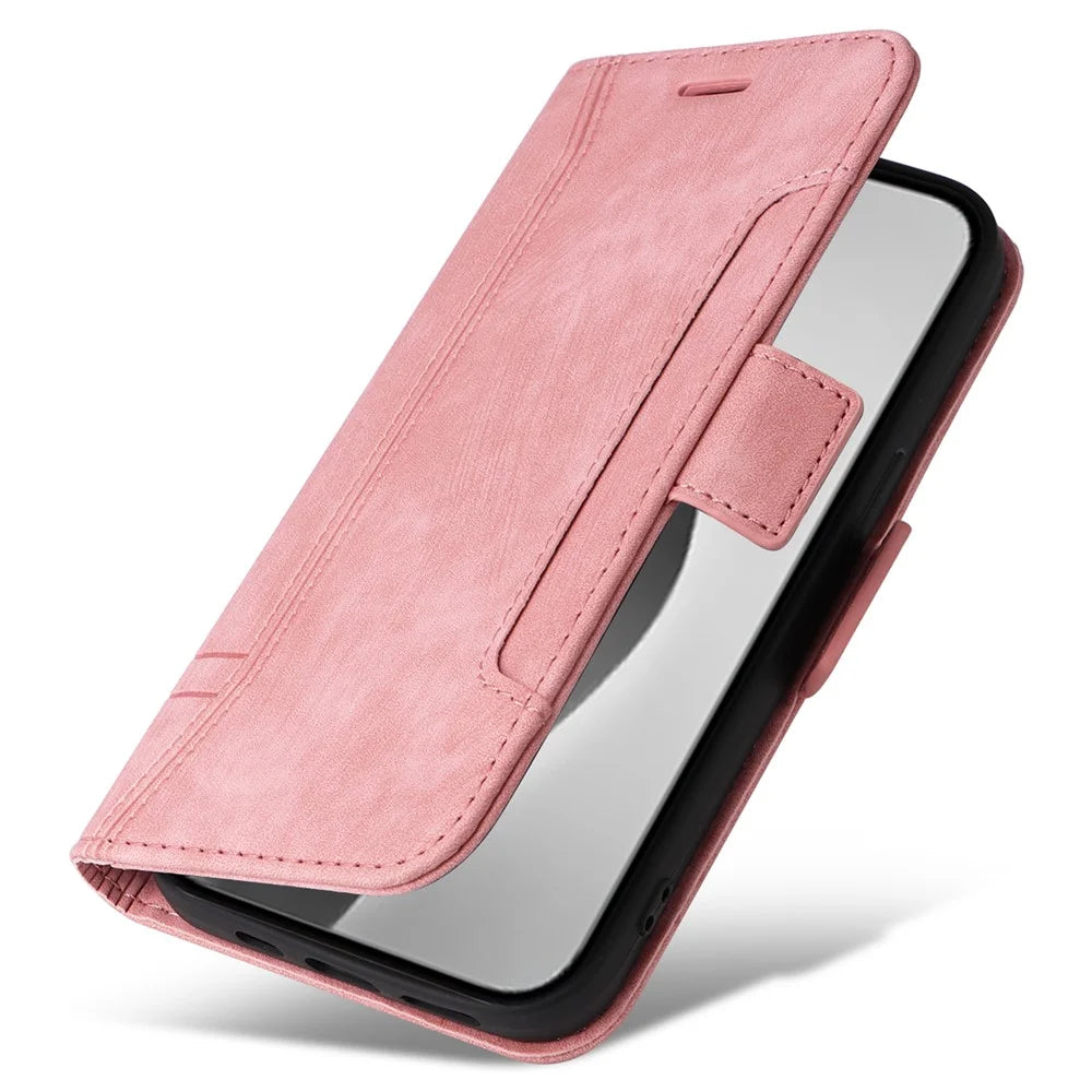 BETOPNICE 001 for iPhone 16 Pro Max Case Wallet Leather Phone Cover with Strap - Pink - 5