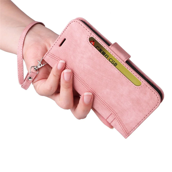 BETOPNICE 001 for iPhone 16 Pro Max Case Wallet Leather Phone Cover with Strap - Pink - 7