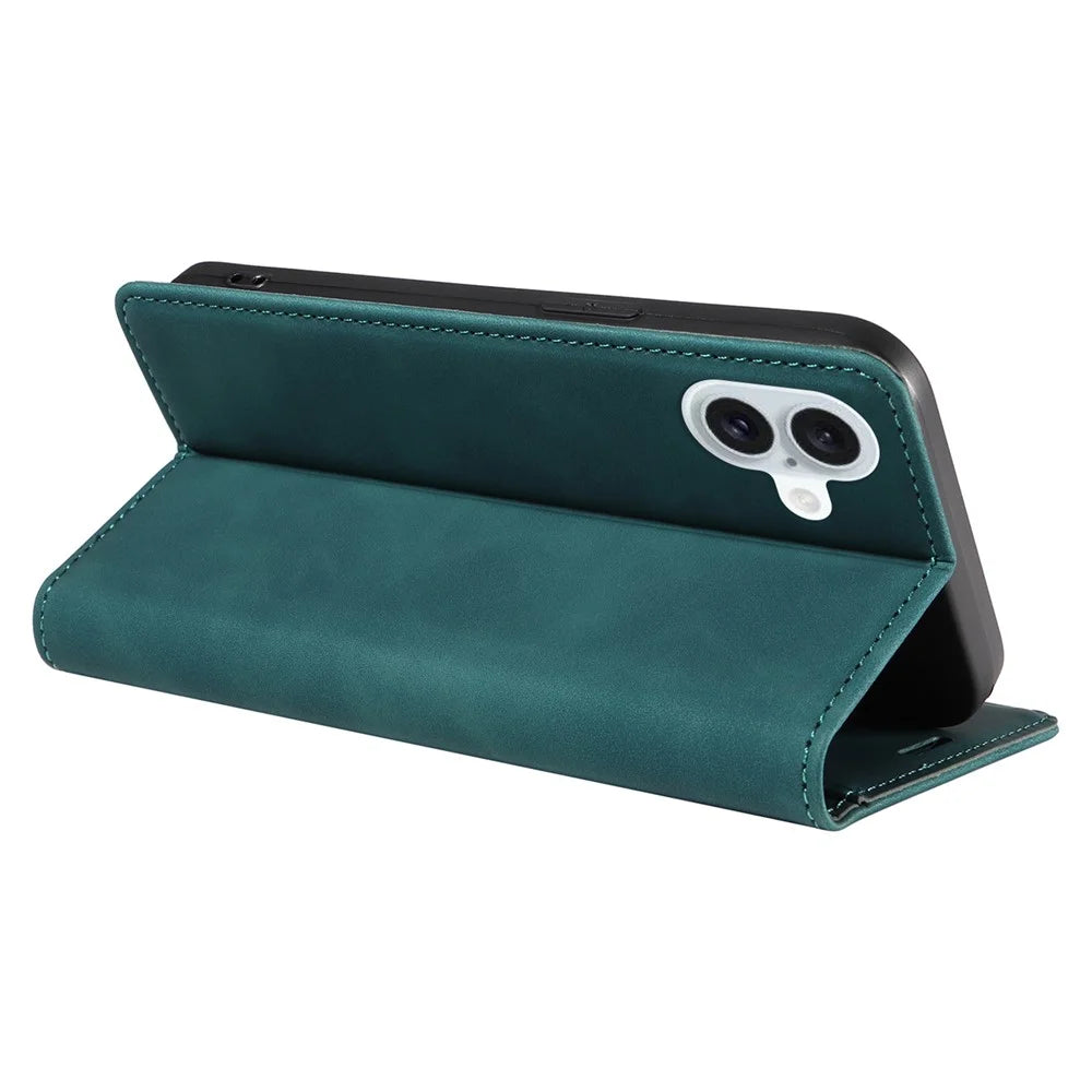BETOPNICE 003 For iPhone 16 Plus Case RFID Blocking PU Leather Phone Cover - Green - 4