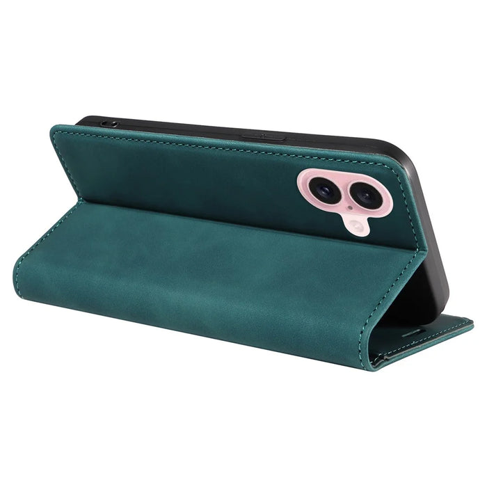 BETOPNICE 003 For iPhone 16 Leather Case Wallet Stand Protective Phone Cover - Green - 4
