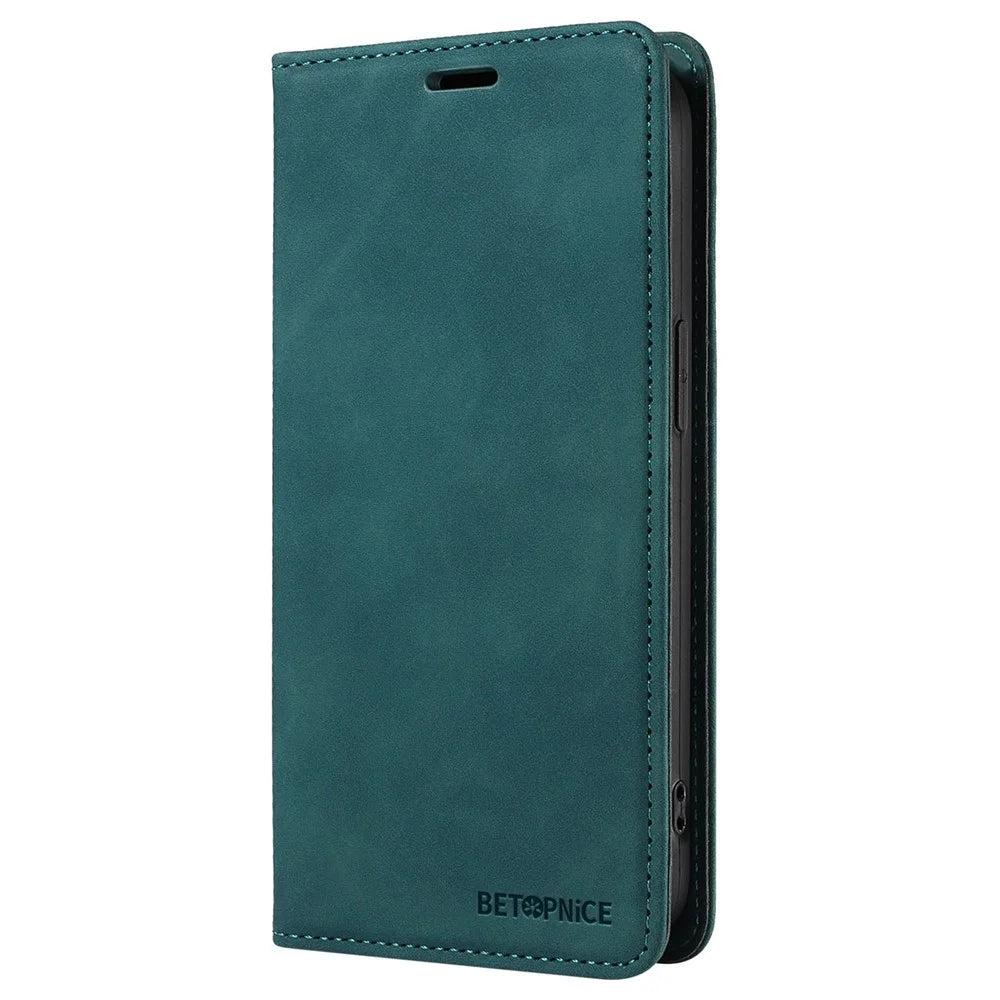 BETOPNICE 003 For iPhone 16 Leather Case Wallet Stand Protective Phone Cover - Green - 7