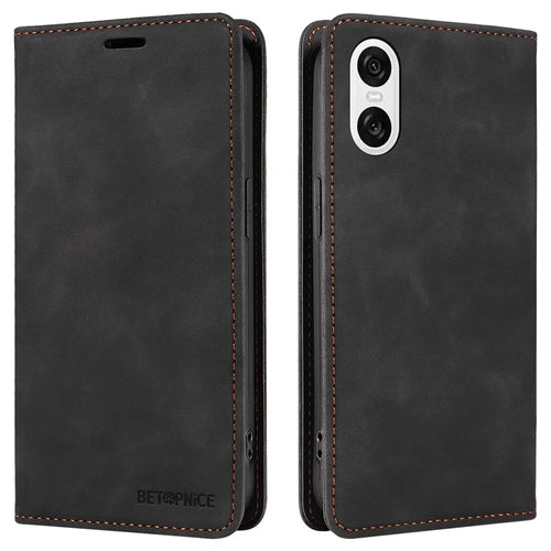 BETOPNICE 003 For Sony Xperia 10 VI Case Leather Phone Cover Strong Magnetic Closure - Black - 1