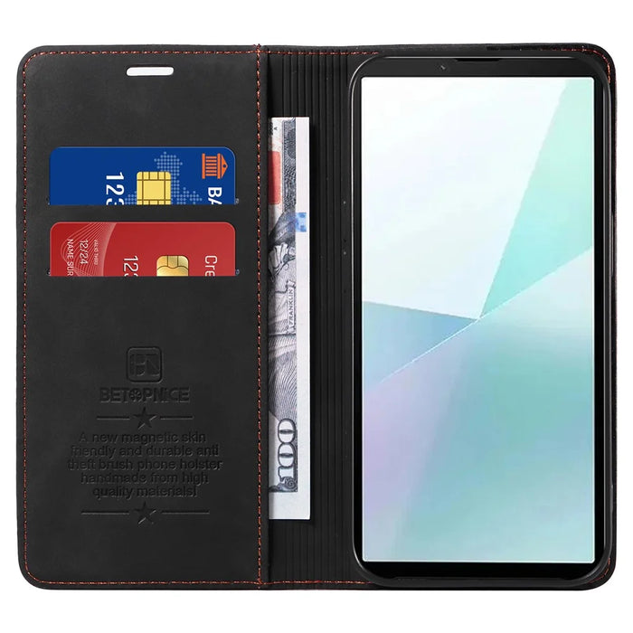 BETOPNICE 003 For Sony Xperia 10 VI Case Leather Phone Cover Strong Magnetic Closure - Black - 2