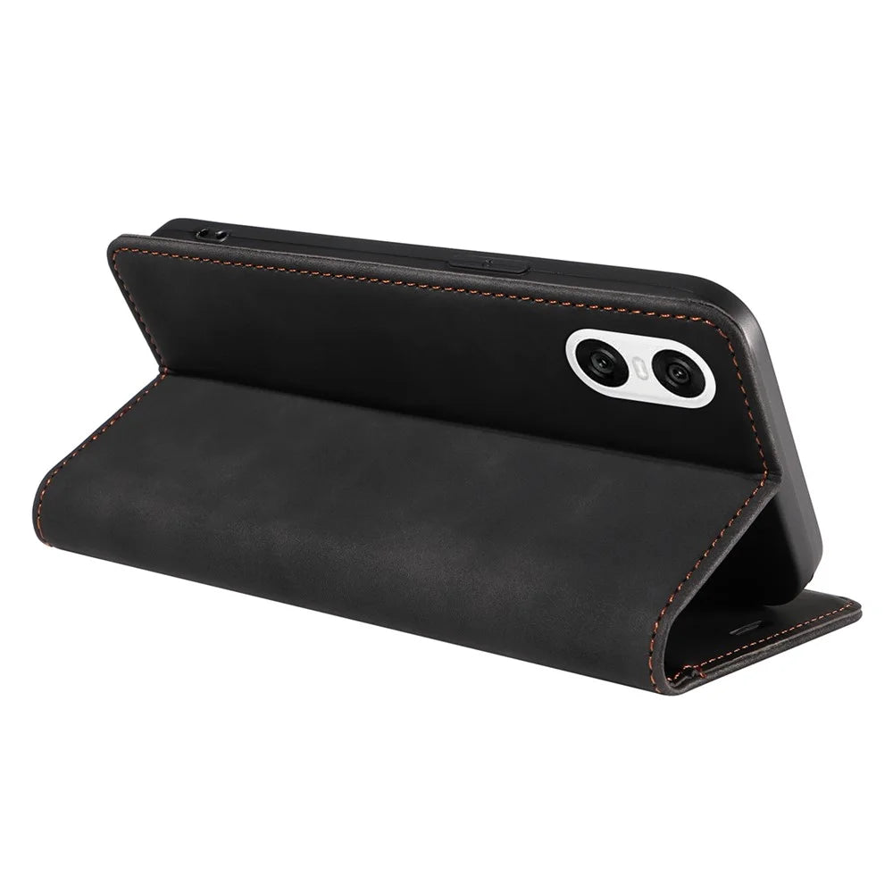 BETOPNICE 003 For Sony Xperia 10 VI Case Leather Phone Cover Strong Magnetic Closure - Black - 4