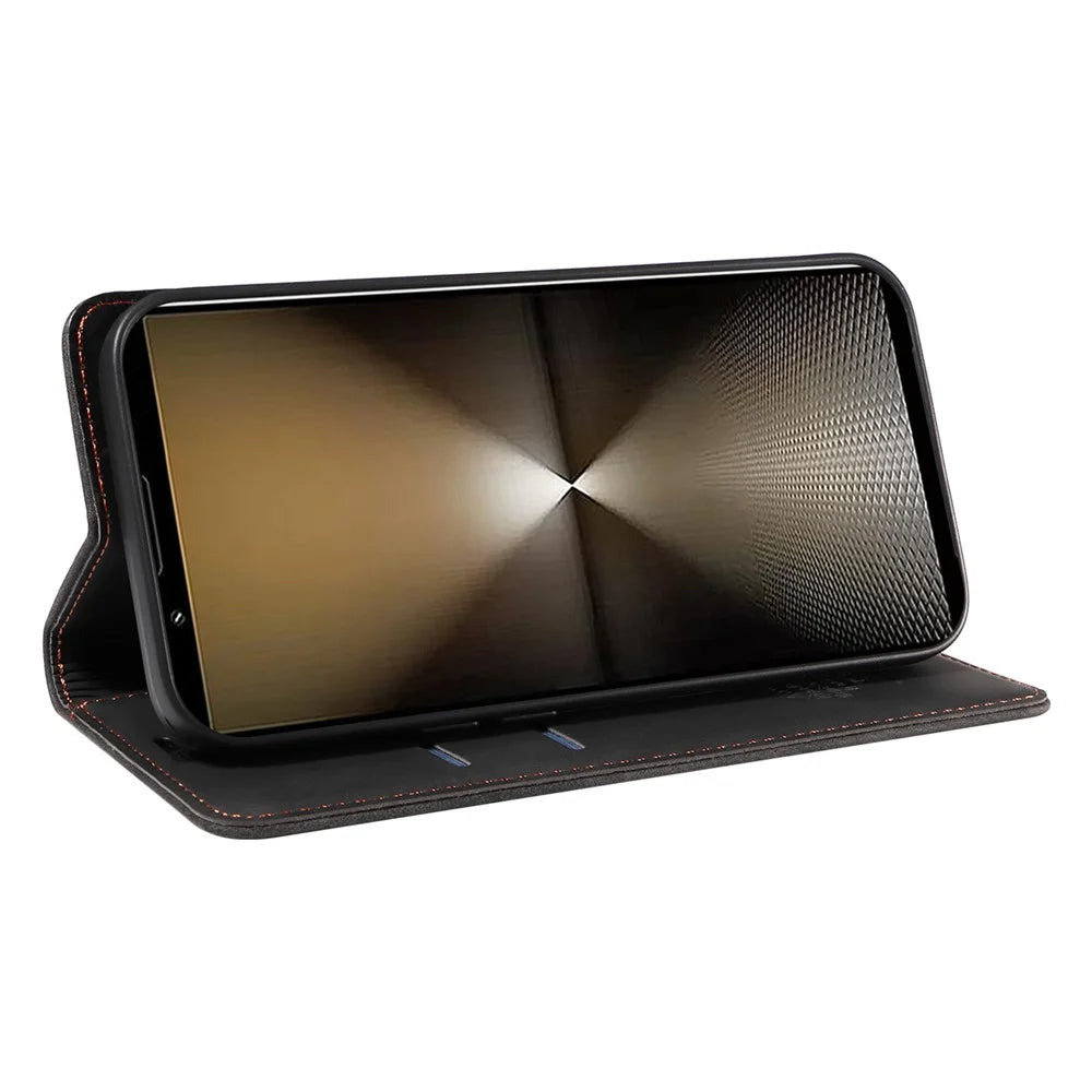BETOPNICE 003 For Sony Xperia 1 VI Case RFID Blocking Leather Phone Cover Strong Magnetic - Black - 3