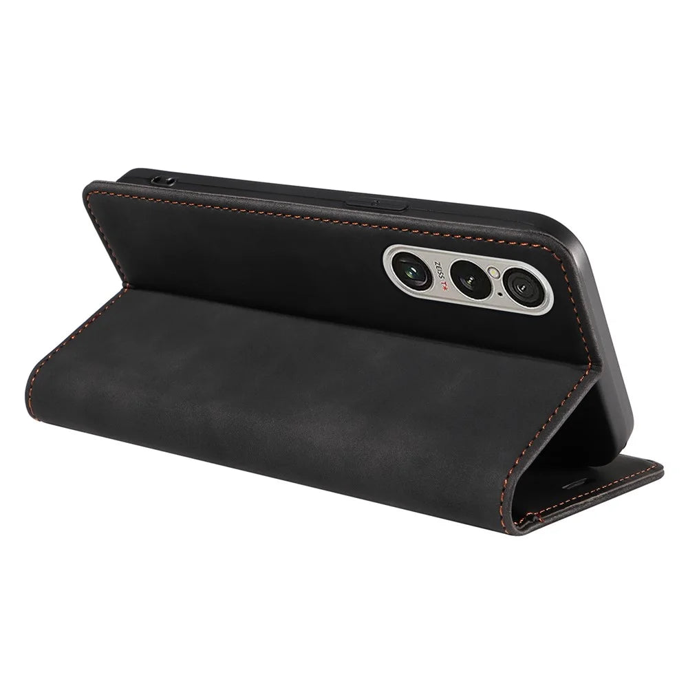BETOPNICE 003 For Sony Xperia 1 VI Case RFID Blocking Leather Phone Cover Strong Magnetic - Black - 4