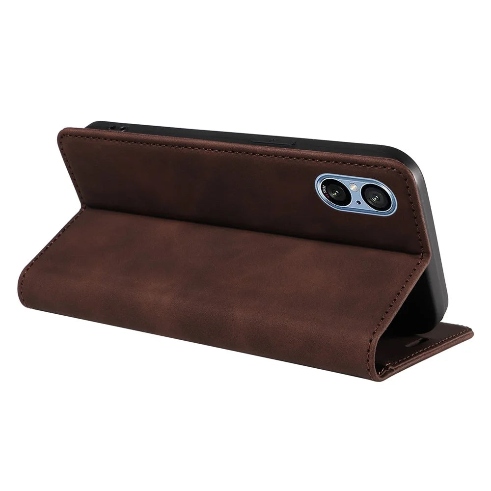 BETOPNICE 003 For Sony Xperia 5 V Case RFID Blocking Leather Phone Cover - Brown - 4