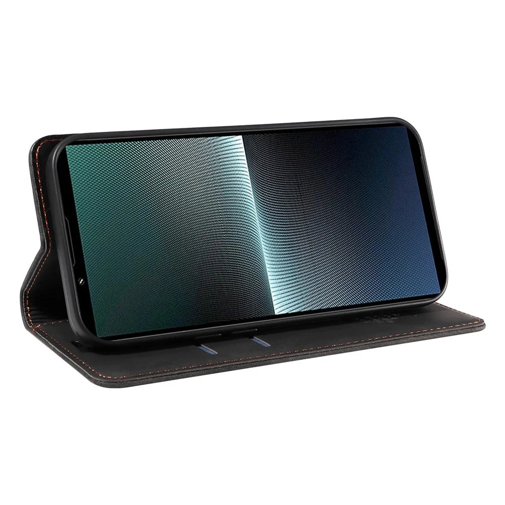 BETOPNICE 003 For Sony Xperia 1 V Case Magnetic Auto-Absorbed Leather Phone Cover - Black - 3