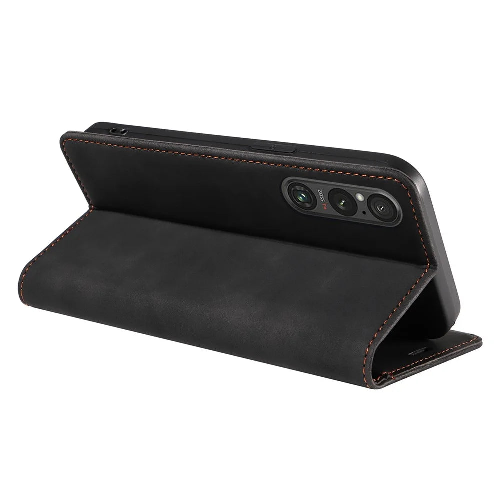 BETOPNICE 003 For Sony Xperia 1 V Case Magnetic Auto-Absorbed Leather Phone Cover - Black - 4
