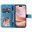 For iPhone 16 Case Floral Pattern PU Leather Wallet Stand Phone Cover - Blue - 2