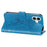 For iPhone 16 Case Floral Pattern PU Leather Wallet Stand Phone Cover - Blue - 4