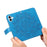 For iPhone 16 Case Floral Pattern PU Leather Wallet Stand Phone Cover - Blue - 5
