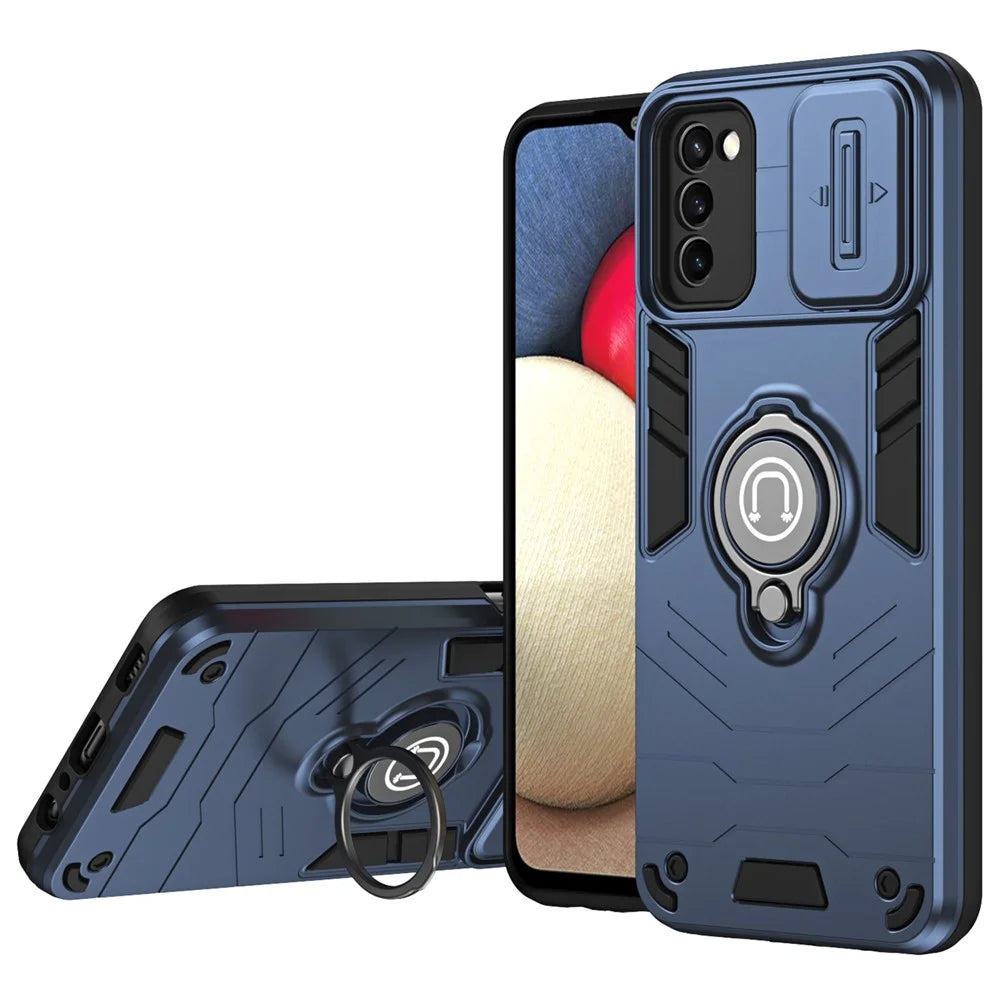 For Samsung Galaxy A03s (164.2mm) / A02s (164.2mm) Case TPU+PC Kickstand Phone Cover - Blue - 1