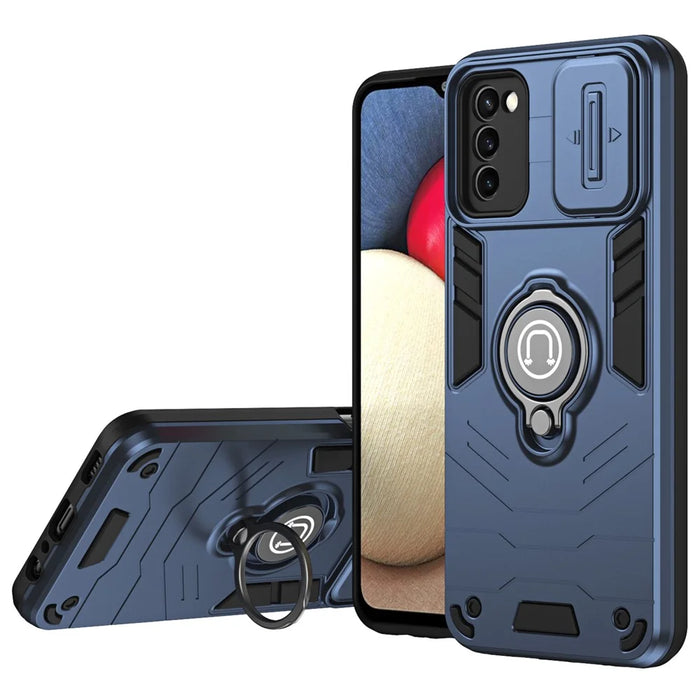 For Samsung Galaxy A03s (164.2mm) / A02s (164.2mm) Case TPU+PC Kickstand Phone Cover - Blue - 1