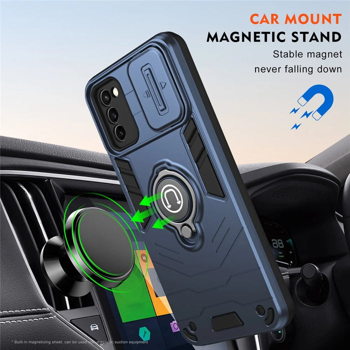 For Samsung Galaxy A03s (164.2mm) / A02s (164.2mm) Case TPU+PC Kickstand Phone Cover - Blue - 5