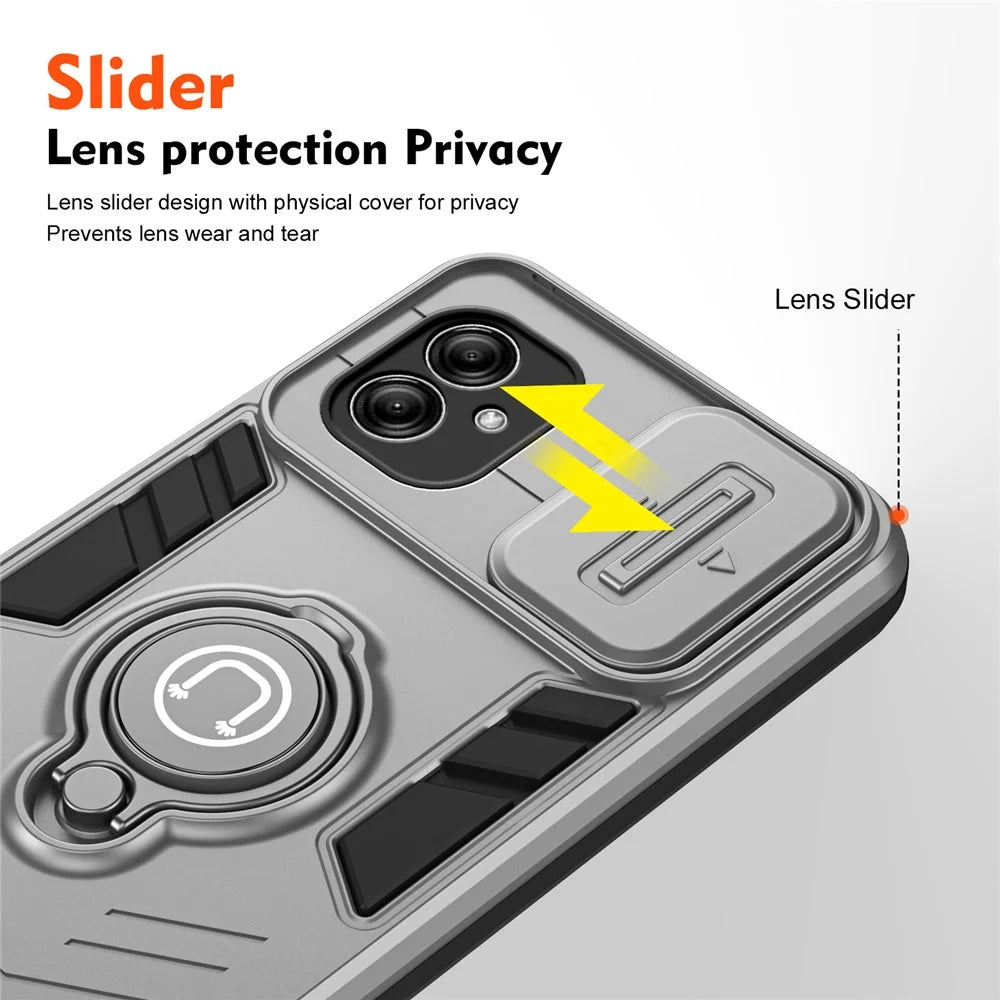 For Samsung Galaxy A04e 4G / M04 4G / F04 4G Kickstand Case PC+TPU Slim-Fit Phone Cover - Grey - 3