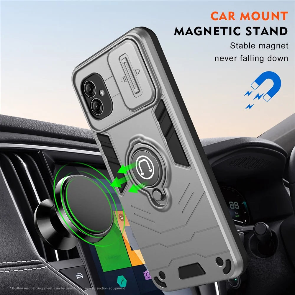 For Samsung Galaxy A04e 4G / M04 4G / F04 4G Kickstand Case PC+TPU Slim-Fit Phone Cover - Grey - 5