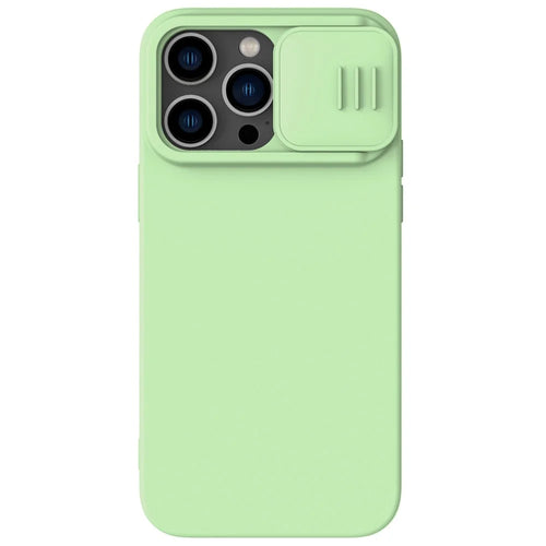 NILLKIN For iPhone 14 Pro Max Magnetic Absorption Phone Cover PC + Silicone Slide Camera Protection Case Compatible with MagSafe - Green - 1