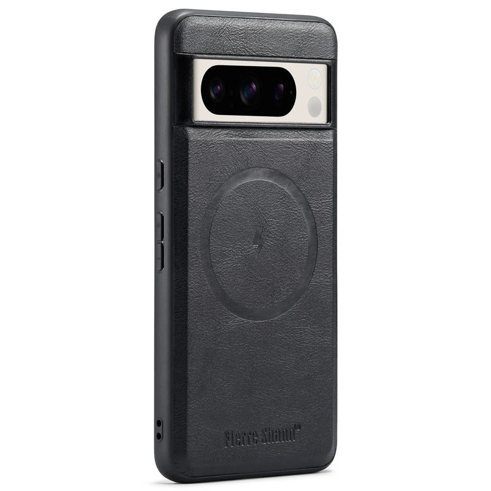 FIERRE SHANN 025 Style For Google Pixel 8 Pro Case PU+TPU Phone Cover with Detachable Card Holder Kickstand - Black - 2