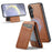 FIERRE SHANN 025 Style For Samsung Galaxy S24+ Kickstand Case Card Holder PU+TPU Phone Cover - Brown - 1
