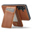 FIERRE SHANN 025 Style For Samsung Galaxy S24+ Kickstand Case Card Holder PU+TPU Phone Cover - Brown - 4