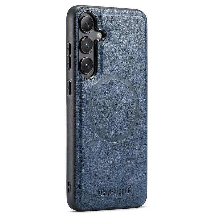 FIERRE SHANN 025 Style For Samsung Galaxy S24 Case PU+TPU Phone Cover Magnetic Case - Blue - 2