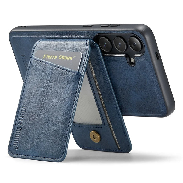 FIERRE SHANN 025 Style For Samsung Galaxy S24 Case PU+TPU Phone Cover Magnetic Case - Blue - 4