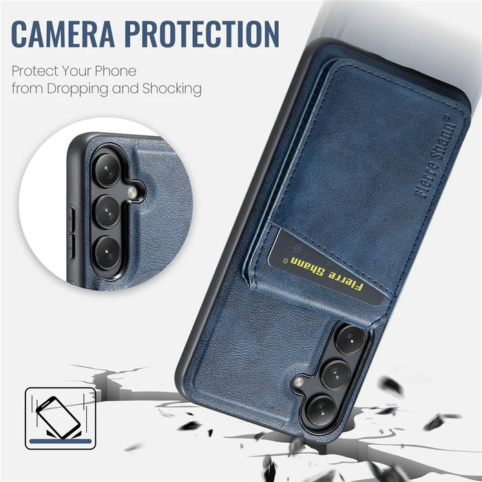 FIERRE SHANN 025 Style For Samsung Galaxy S24 Case PU+TPU Phone Cover Magnetic Case - Blue - 7