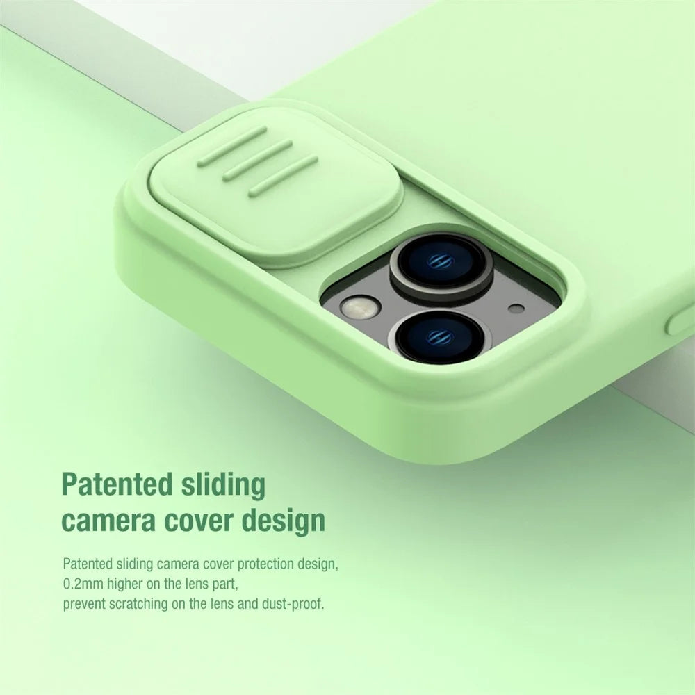 NILLKIN For iPhone 14 / iPhone 13 Magnetic Phone Case PC + Silicone Slide Camera Protection Phone Cover Compatible with MagSafe - Green - 3