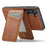 FIERRE SHANN 025 Style For Samsung Galaxy S23+ Case Card Holder Kickstand PU+TPU Phone Shell - Brown - 4