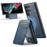 FIERRE SHANN 025 Style For Samsung Galaxy S22 Ultra 5G Case RFID Blocking Leather+TPU Phone Cover Detachable - Blue - 1