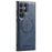 FIERRE SHANN 025 Style For Samsung Galaxy S22 Ultra 5G Case RFID Blocking Leather+TPU Phone Cover Detachable - Blue - 2