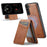 FIERRE SHANN 025 Style For Samsung Galaxy S22+ 5G Case Magnetic Phone Cover Detachable Card Slots - Brown - 1