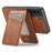 FIERRE SHANN 025 Style For Samsung Galaxy S22+ 5G Case Magnetic Phone Cover Detachable Card Slots - Brown - 4