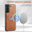 FIERRE SHANN 025 Style For Samsung Galaxy S22+ 5G Case Magnetic Phone Cover Detachable Card Slots - Brown - 5