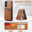 FIERRE SHANN 025 Style For Samsung Galaxy S22+ 5G Case Magnetic Phone Cover Detachable Card Slots - Brown - 6
