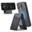 FIERRE SHANN 025 Style For iPhone 14 Pro Max Case Card Holder Leather+TPU Phone Cover Wireless Charging - Black - 1