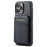 FIERRE SHANN 025 Style For iPhone 14 Pro Max Case Card Holder Leather+TPU Phone Cover Wireless Charging - Black - 3