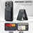 FIERRE SHANN 025 Style For iPhone 14 Pro Max Case Card Holder Leather+TPU Phone Cover Wireless Charging - Black - 6