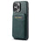 FIERRE SHANN 025 Style For iPhone 13 Pro Max Case Card Holder PU+TPU Phone Cover with Kickstand - Green - 3