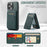 FIERRE SHANN 025 Style For iPhone 13 Pro Max Case Card Holder PU+TPU Phone Cover with Kickstand - Green - 6