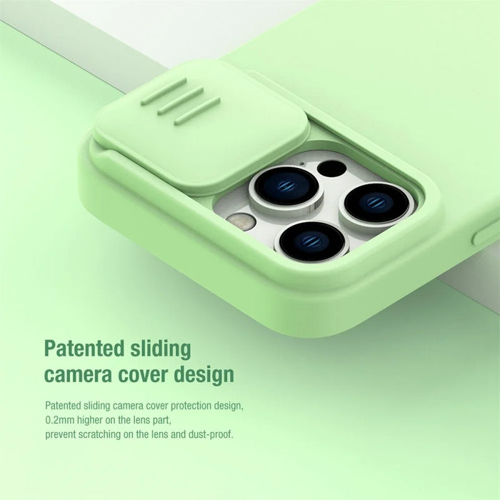 NILLKIN For iPhone 14 Pro 6.1 inch Slide Camera Cover PC + Silicone Anti-drop Phone Case Compatible with MagSafe - Blue - 3
