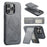 FIERRE SHANN 025 Style For iPhone 12 Pro Max Case Leather+TPU Phone Cover RFID Blocking 4 Card Slots - Grey - 2