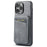 FIERRE SHANN 025 Style For iPhone 12 Pro Max Case Leather+TPU Phone Cover RFID Blocking 4 Card Slots - Grey - 3