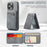 FIERRE SHANN 025 Style For iPhone 12 Pro Max Case Leather+TPU Phone Cover RFID Blocking 4 Card Slots - Grey - 6