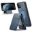 FIERRE SHANN 025 Style For iPhone 11 Pro Max Case Leather Back Cover Magnetic Card Holder RFID Blocking - Blue - 1
